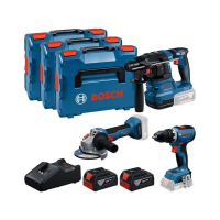 BOSCH SET 3 ALATA GBH 18V-22 + GWS 18V-8 + GSR 18V-65 + 2x BATERIJE GBA 18V 5 Ah I PUNJAČ 18V-40 + 3 x L-BOXX 136